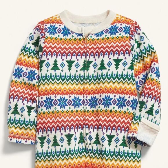 Festive Fair Isle Footed Onesie - Picture 5 of 6